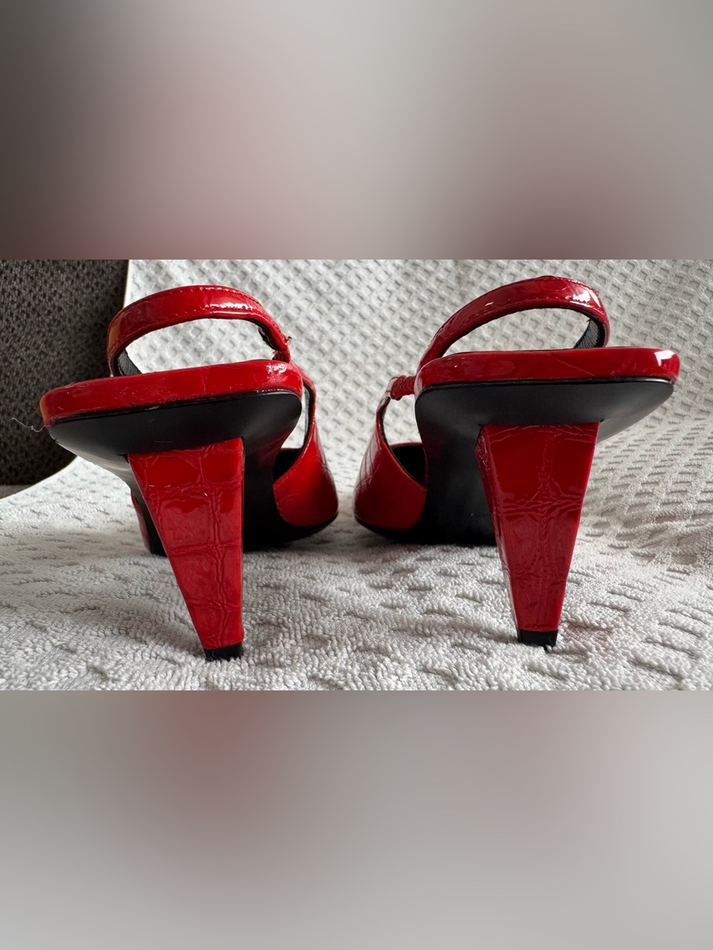 Jude 65mm Iris Slingback Pumps in Red Patent Leather Croc Embossed Size 41 US 11 - Picture 8 of 15